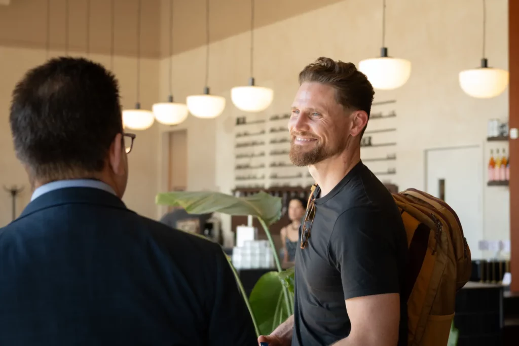 David Peters of ConstructionClock at WTC Talks, a WTC Winnipeg business networking event.